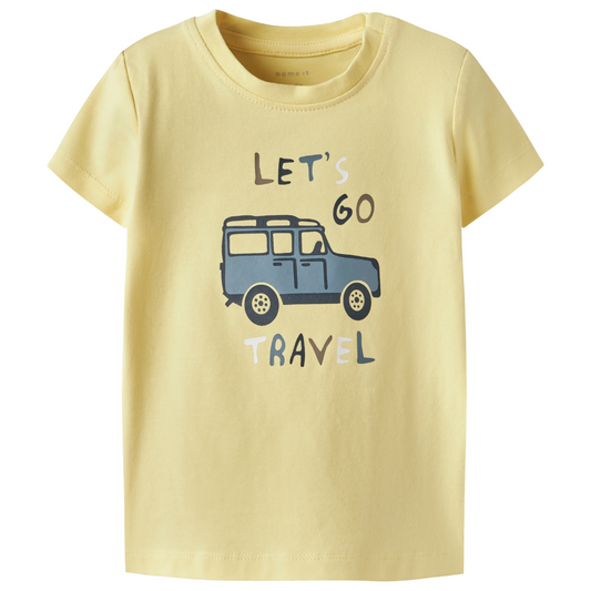 Yellow let's go travel t-shirt