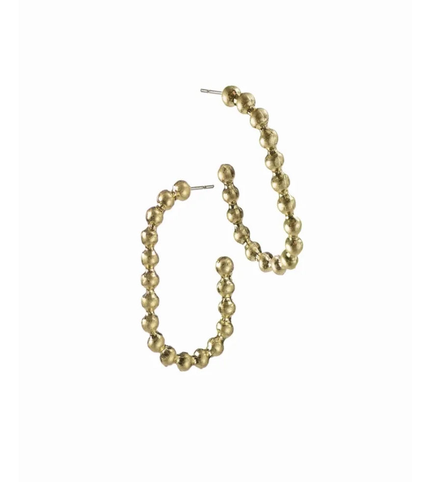 LF828 Ball Chain Demi Hoops - Worn Gold