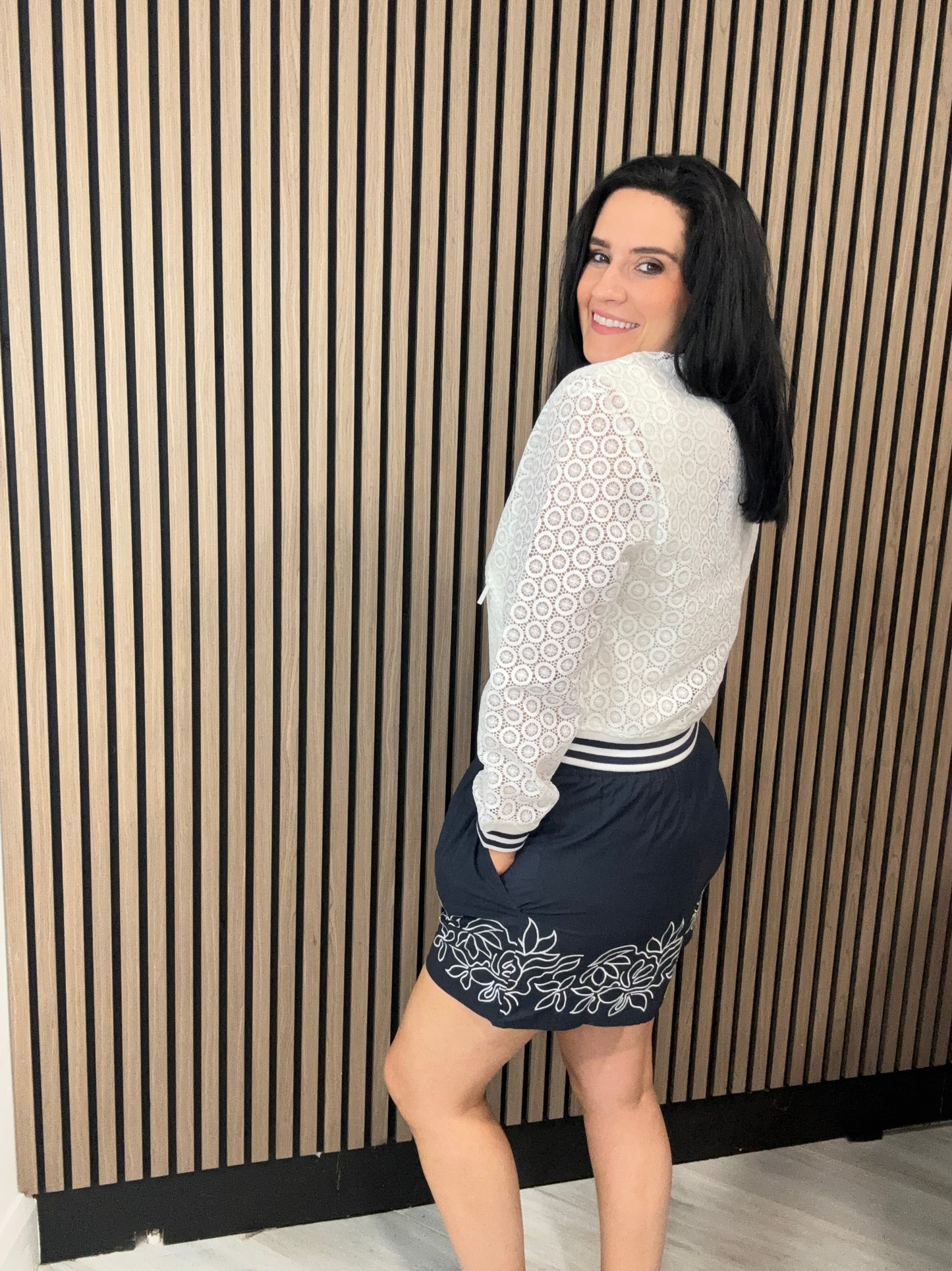 Krista Lace Mix Knit Bomber