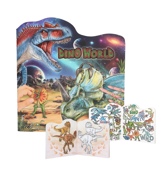 Dino World Stickers and Colouring Book