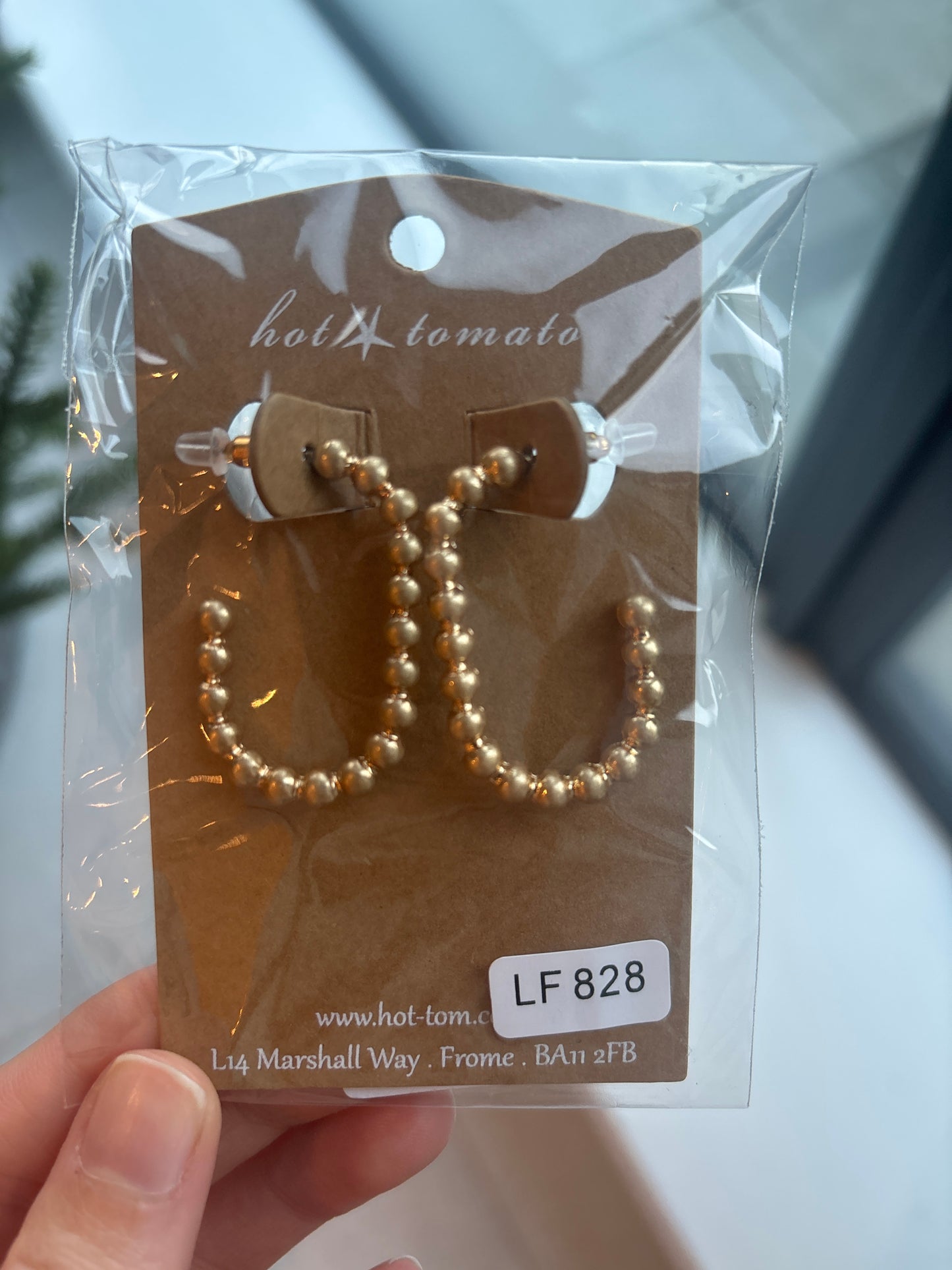 LF828 Ball Chain Demi Hoops - Worn Gold