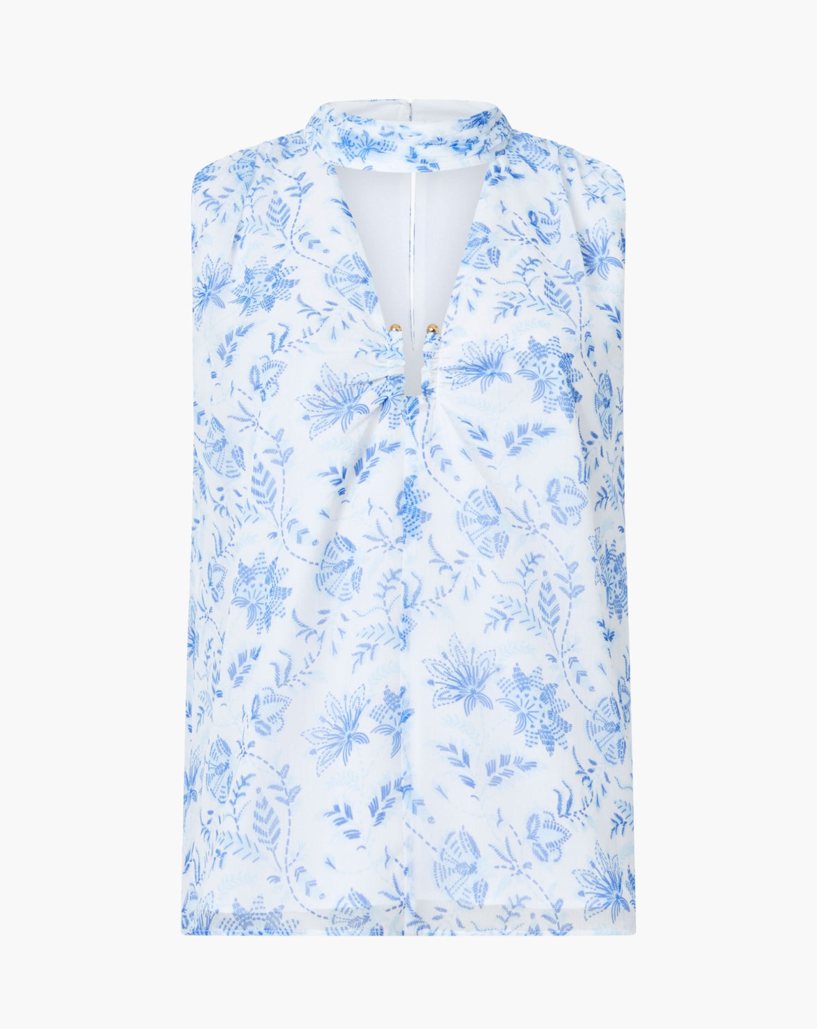 72YND Serenity V Neck Top Cream/ Blue