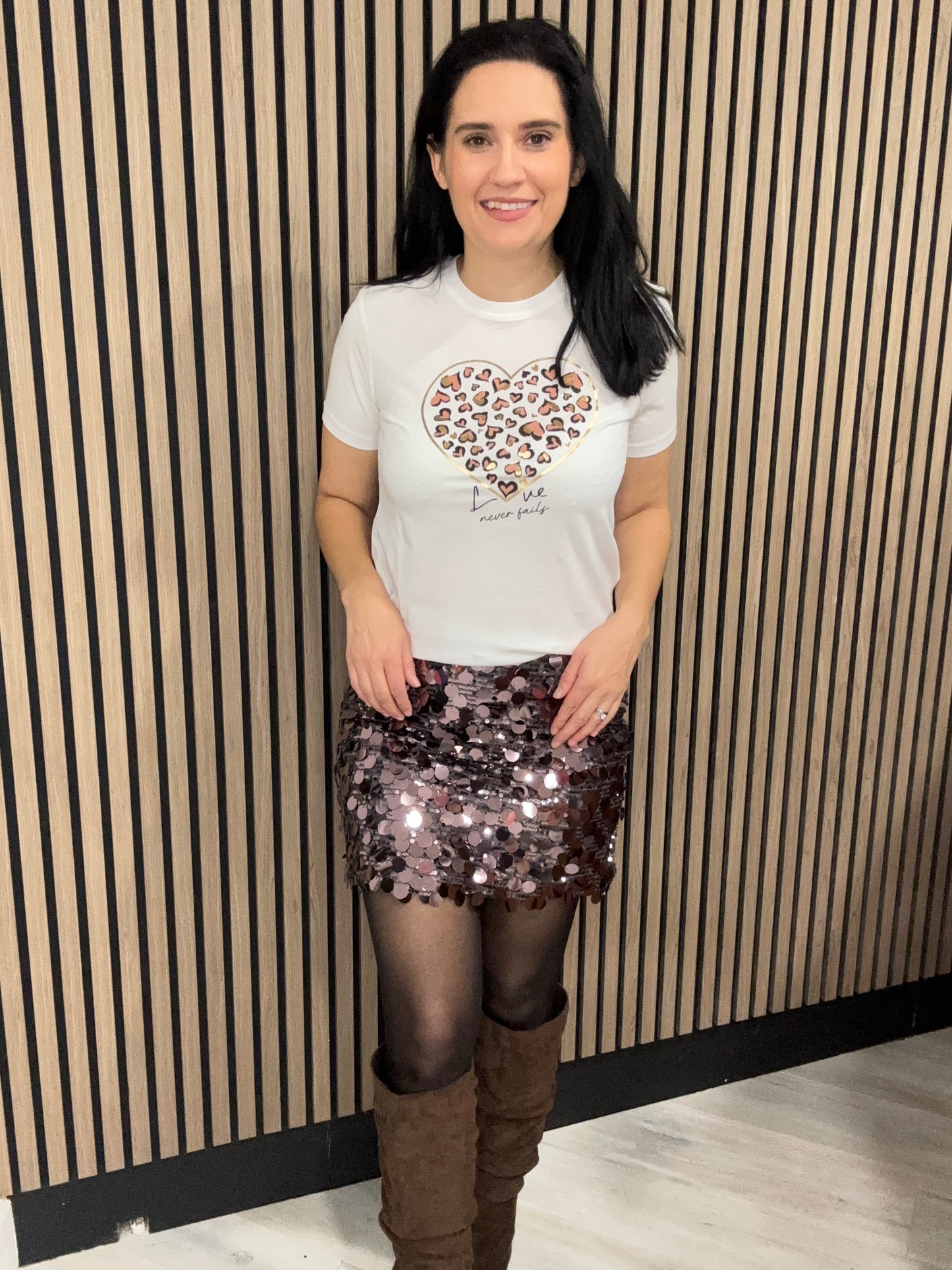 Kelly sequin skirt - brown/gunmetal