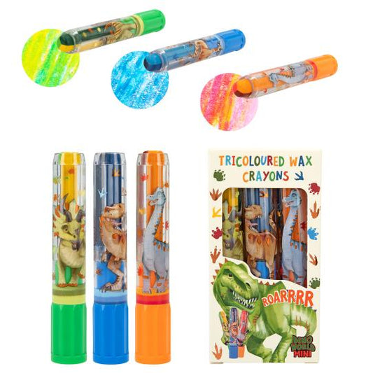 Mini Dino Tricolour Crayon Set