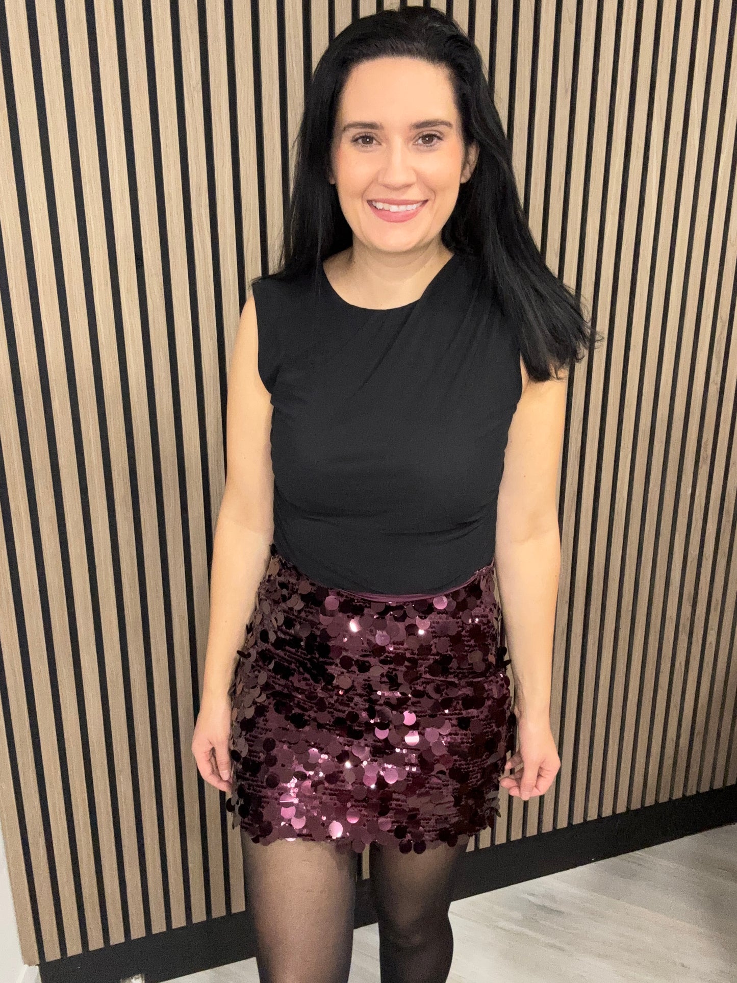 Kelly sequin skirt - burgundy