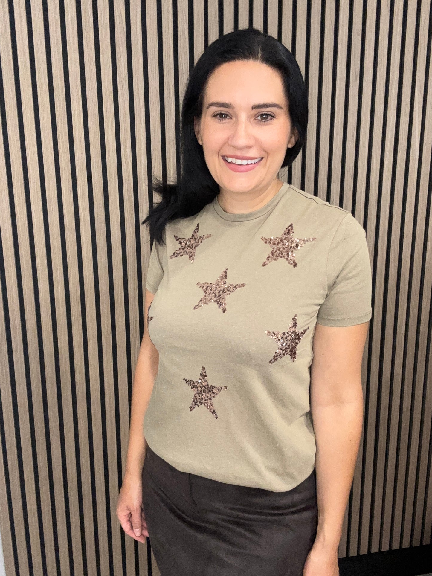 Walnut Sequin Star Tee