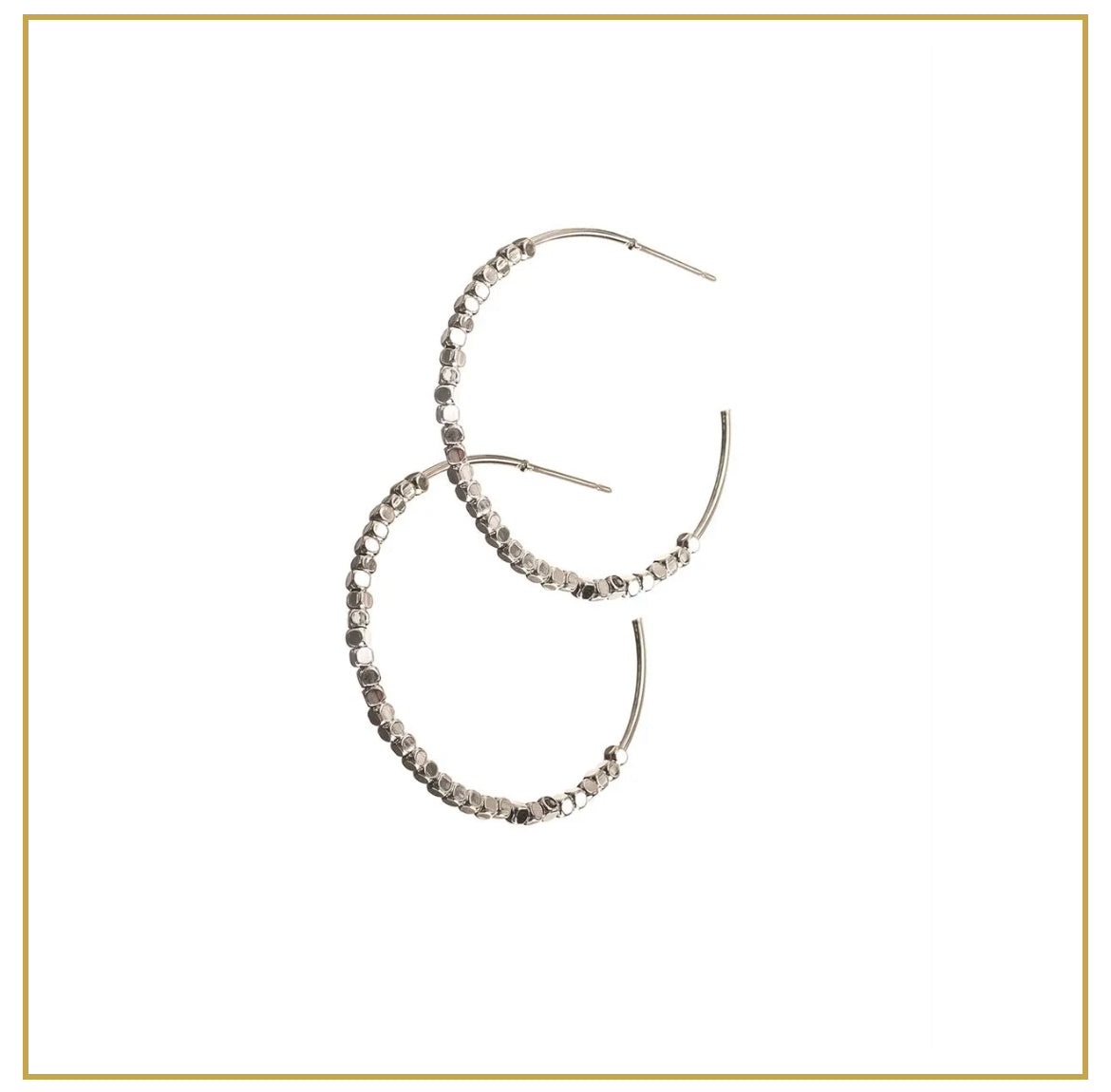 LF892 Beaded Shimmer Hoops - Silver