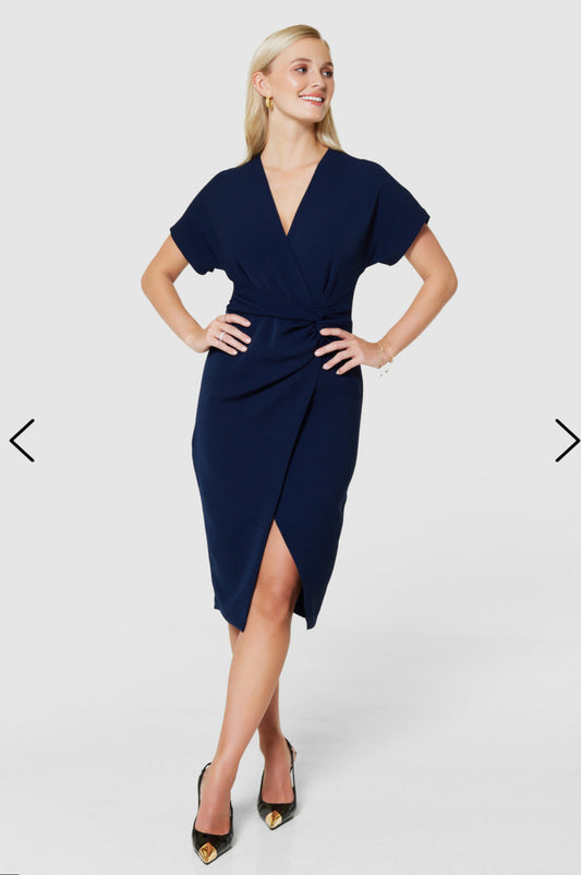 CLOSET LONDON NAVY KIMONO PENCIL DRESS