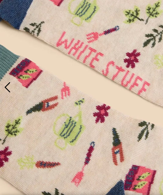 GARDENING ANKLE SOCK  IN NATURAL MULTI