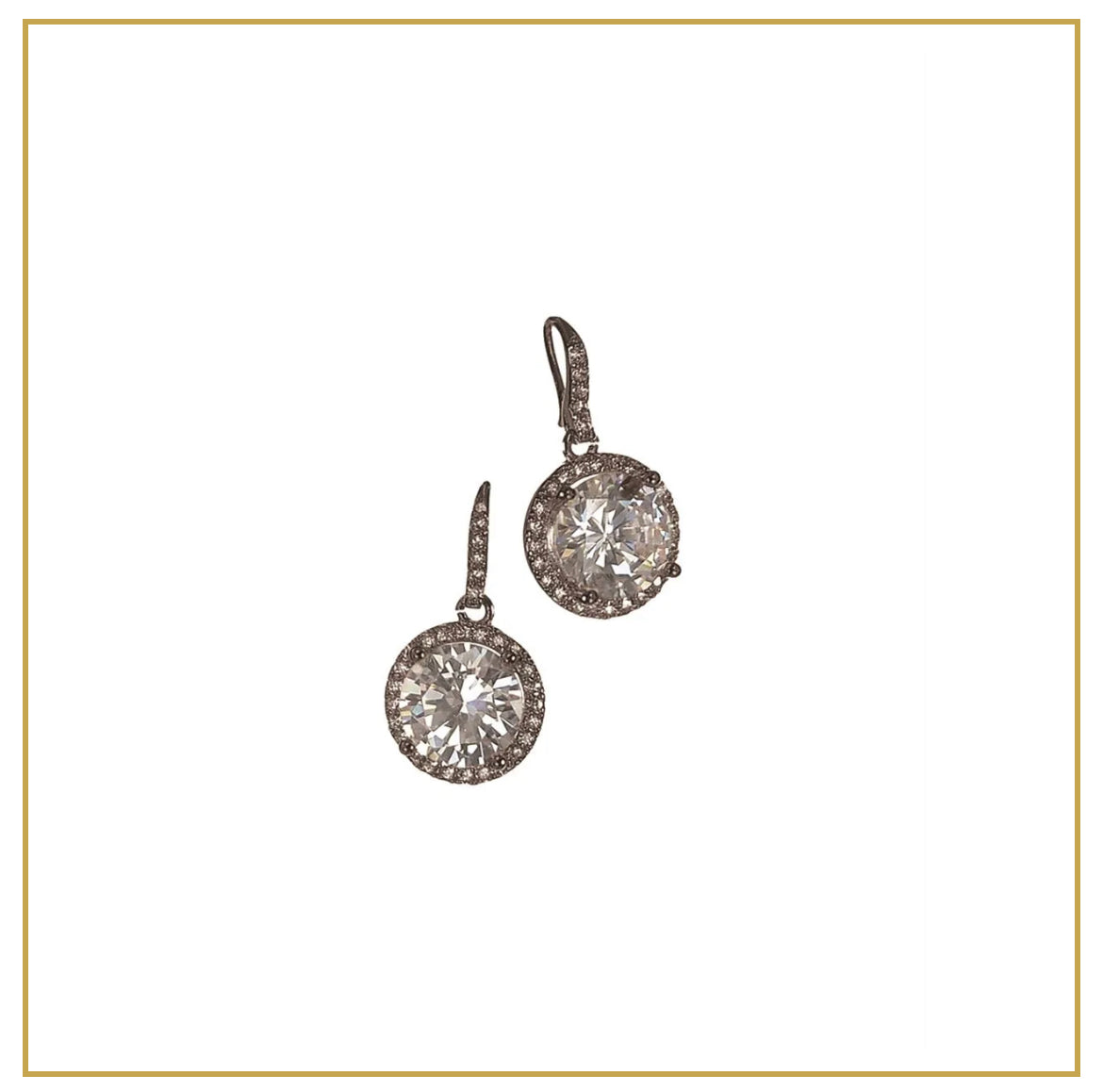 Crystal Drop on Demi Hoop - Gun Metal/Clear