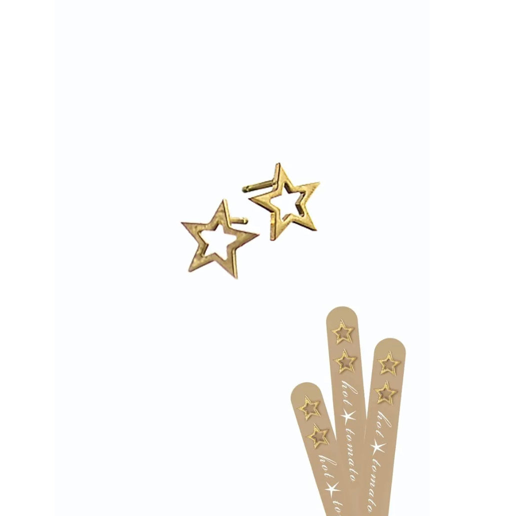 LF807 Star Frame Studs - Stainless Steel W/Worn Gold Finish