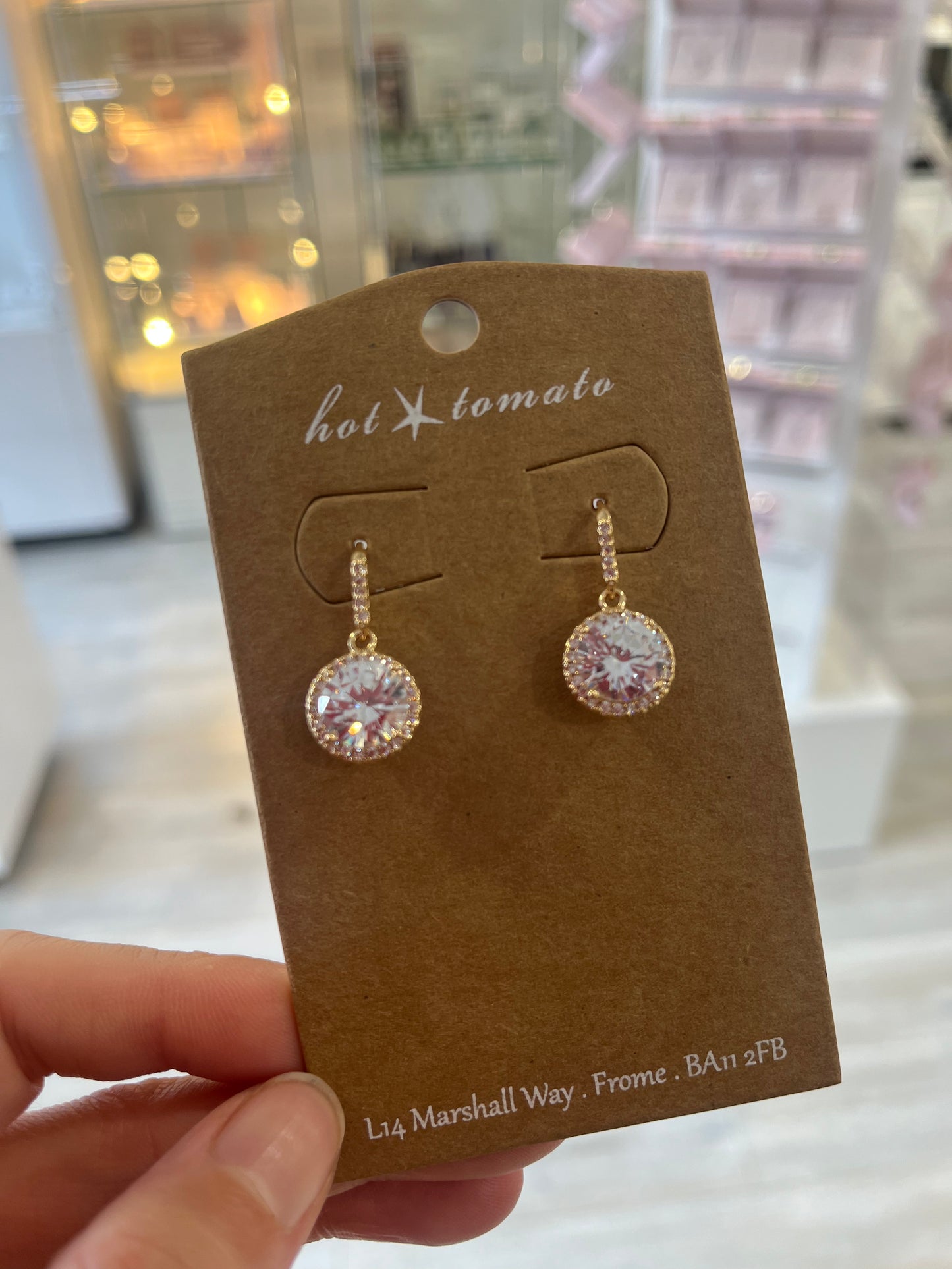 LF874 Crystal Drop on Demi Hoop - Gold/Clear