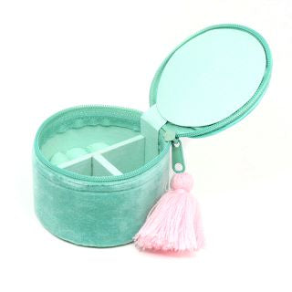 81462 Turquoise velvet embroidered lily trinket box