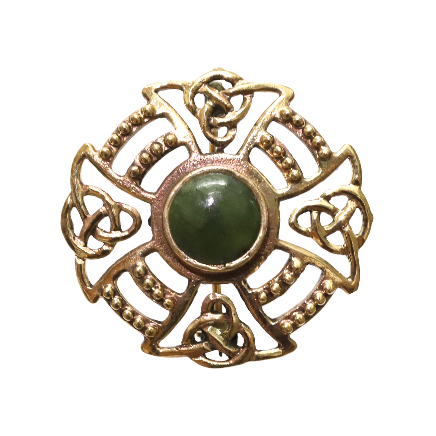 Connemara Marble Bronze Celtic Cross Knot Brooch K41