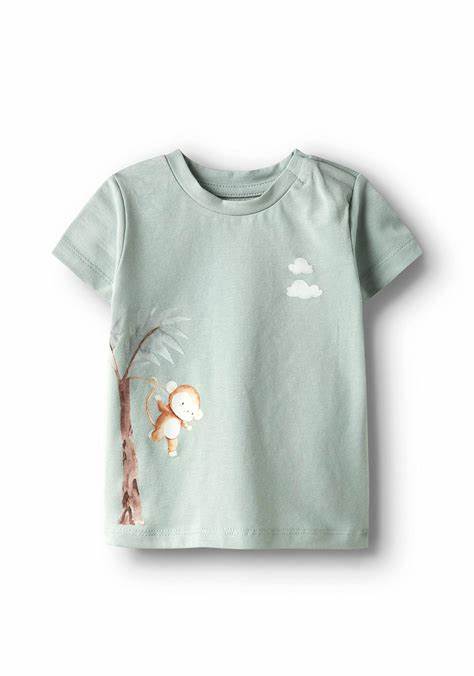 Harrison Monkey Tee, Aqua Gray