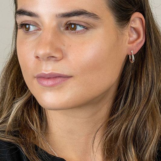 Sterling silver simple hinged hoop earrings