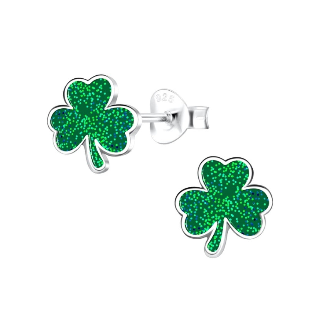Sparkly Shamrock Stud Earrings