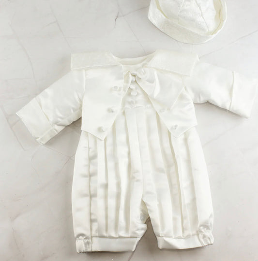 14065 white Baby boy romper set