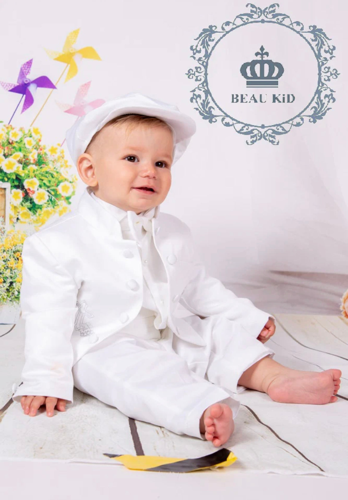 3718 Ivory Satin christening set,