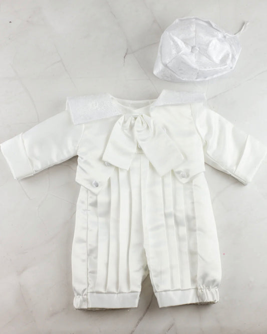 14065 white Baby boy romper set