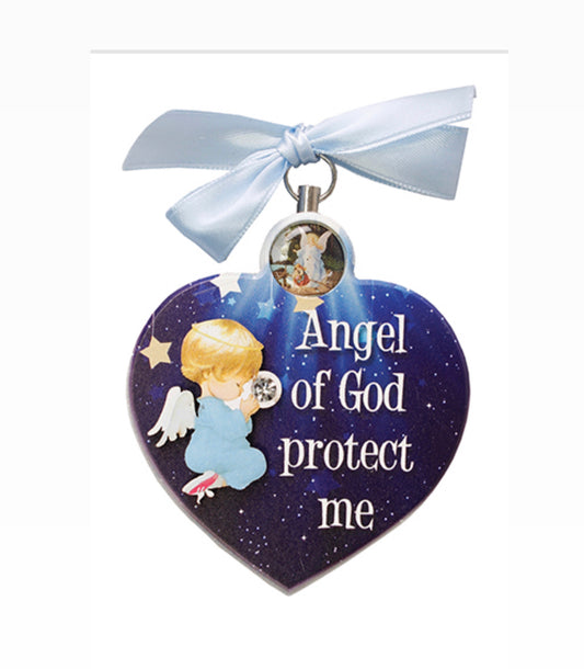 Wood Plaque 3 1/4 inch x 3 inch/Guardian Angel/Boy (34208