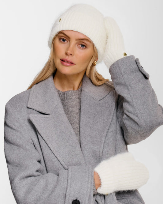 Gift Boxed Hat & Mittens Set - White