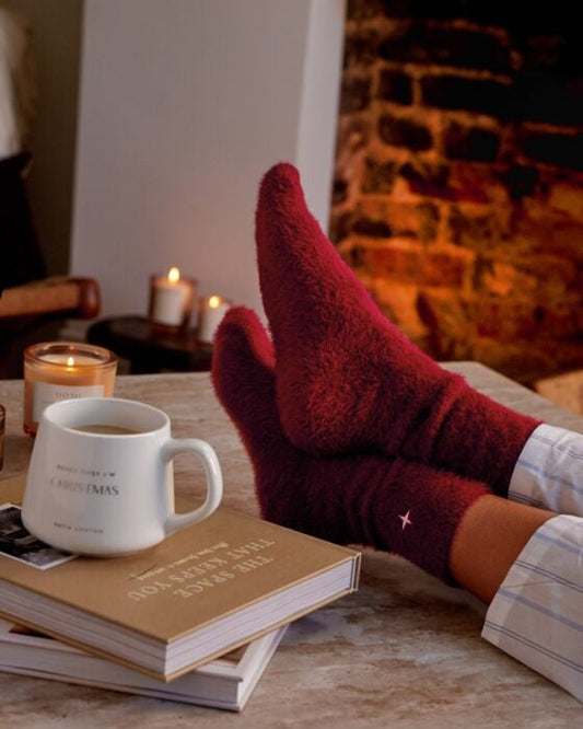 Gift Boxed Fluffy Socks - Cherry