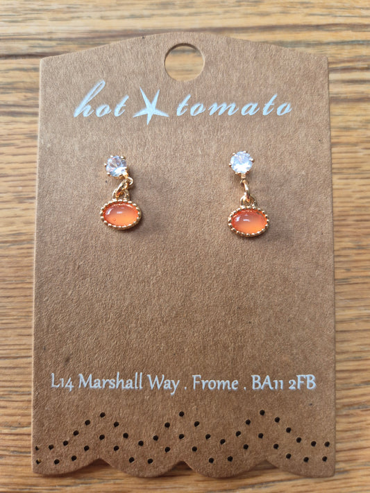 Mini Petit Oval Drop Earring - Gold / Berry / Clear