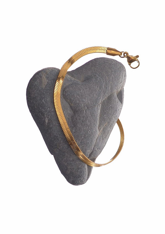 Snake Chain - Stainless Steel W/18k Gold bracelet