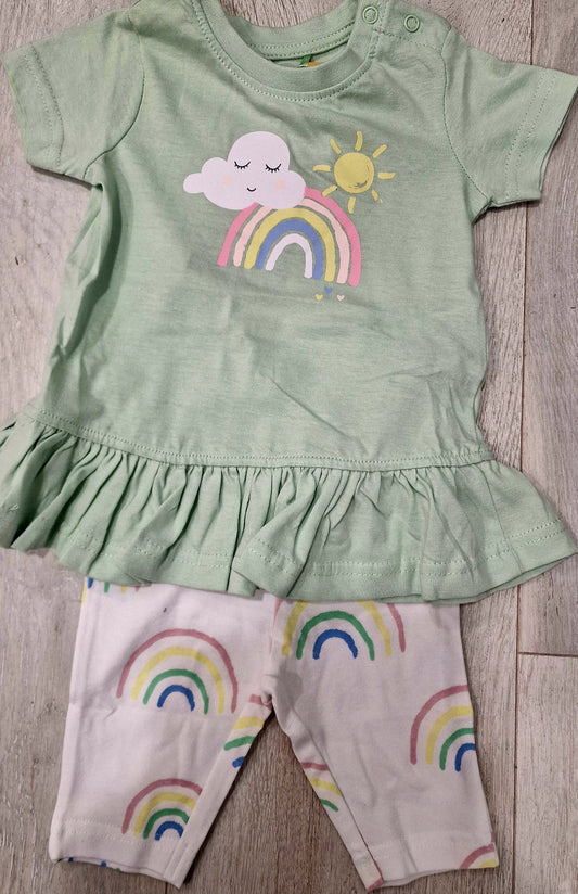 Mint rainbow two piece tunic and leggings
