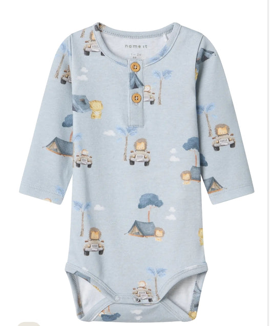 Pearl blue lion boys body suit