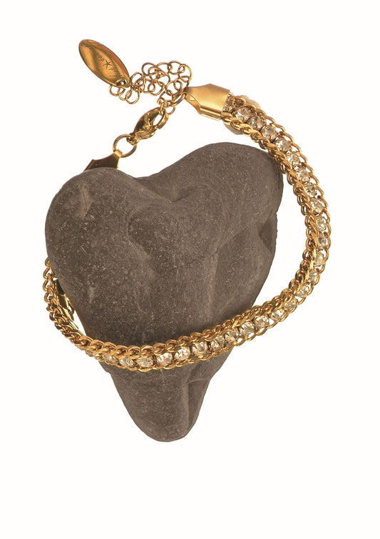 Princess Cut Crystal W/Stainless Steel - 18K Gold / Clear bracelet