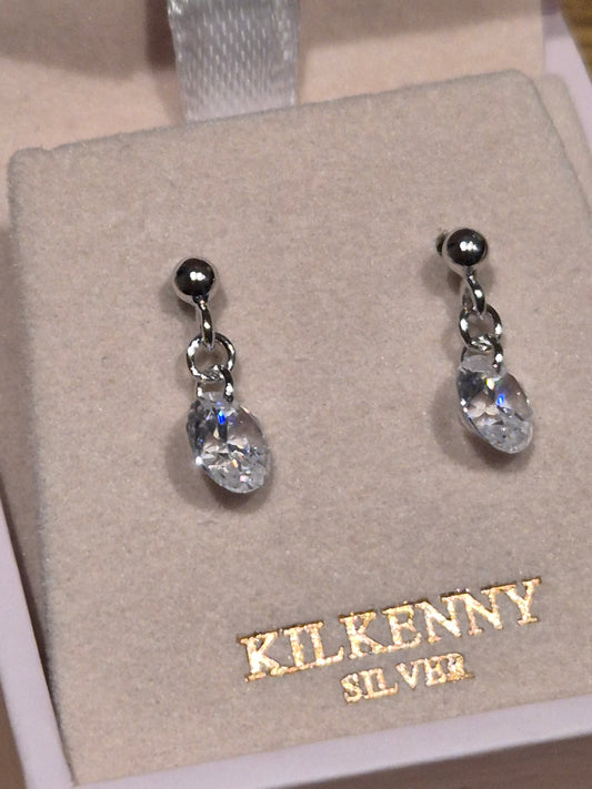 Silver fine drop earrings with stone E1971