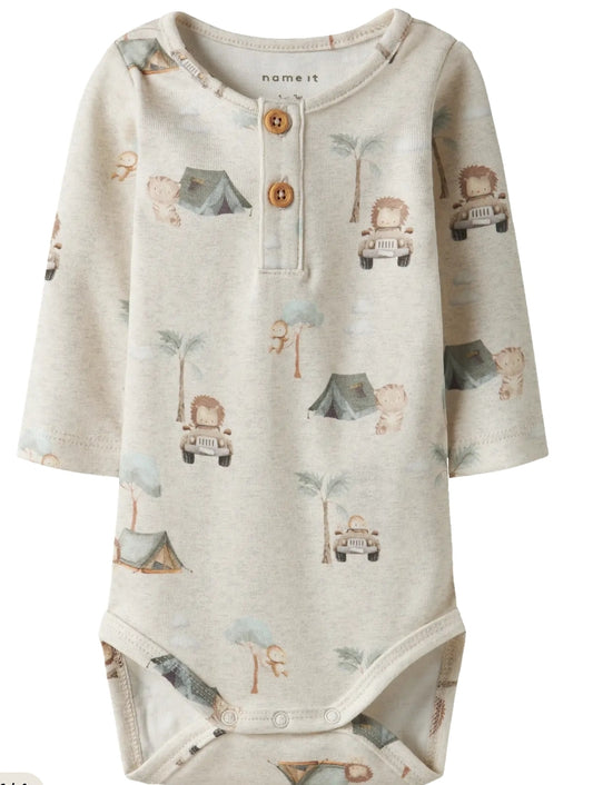 Beige safari lion boys body suit