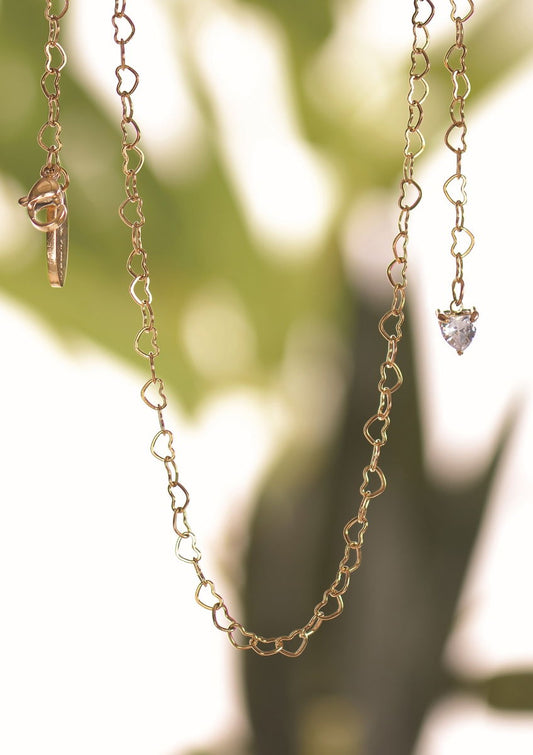 Heart 2 Heart - Zircon / Stainless Steel W/18k Gold necklace