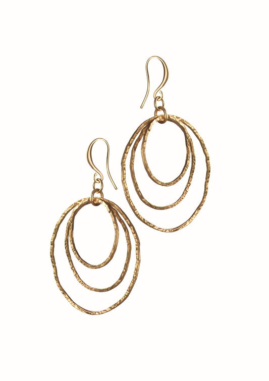 Ripple Effect Suspended Earrings - Matte Gold