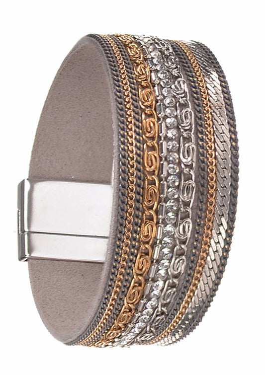 Chain Gang Cuff Bracelet - Silver & Gold