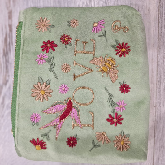 Velvet Mini Pouch - Green Love
