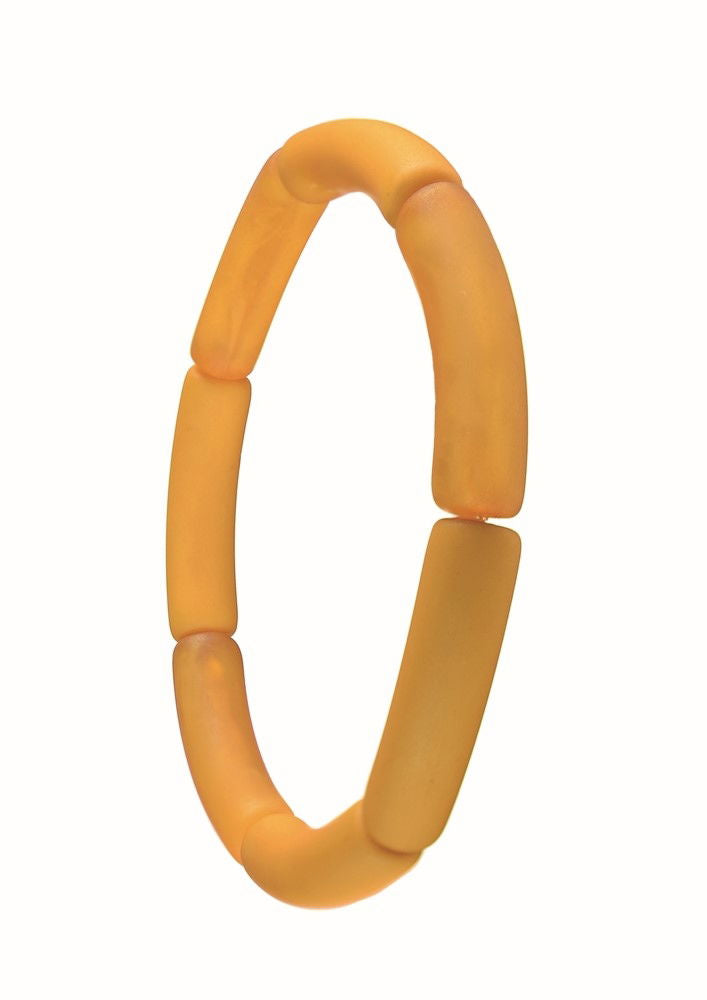 Tubular Resin Elasticated Bangle - Mustard / Mono