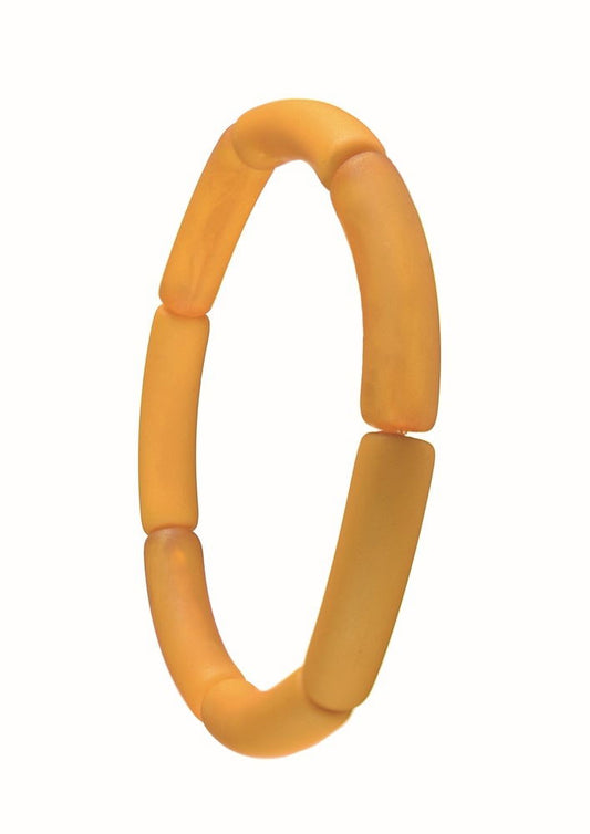 Tubular Resin Elasticated Bangle - Mustard / Mono