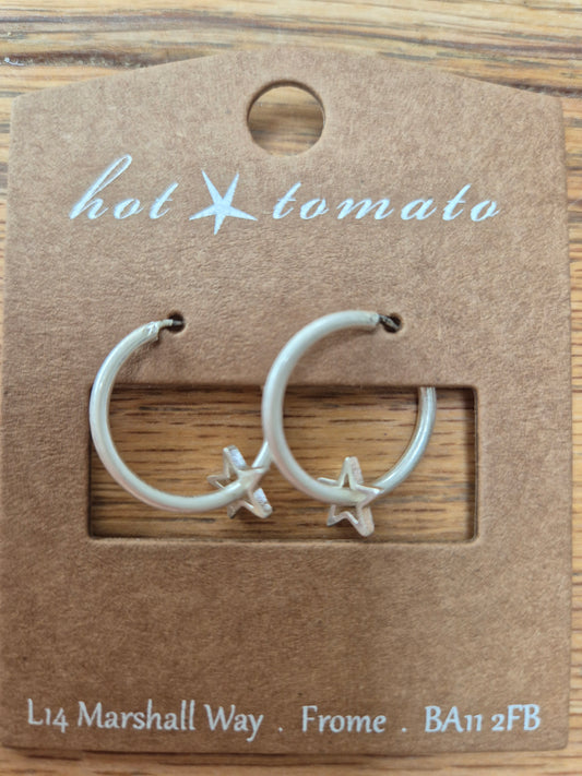 Orbit of a star hoops - Worn Silver earrings