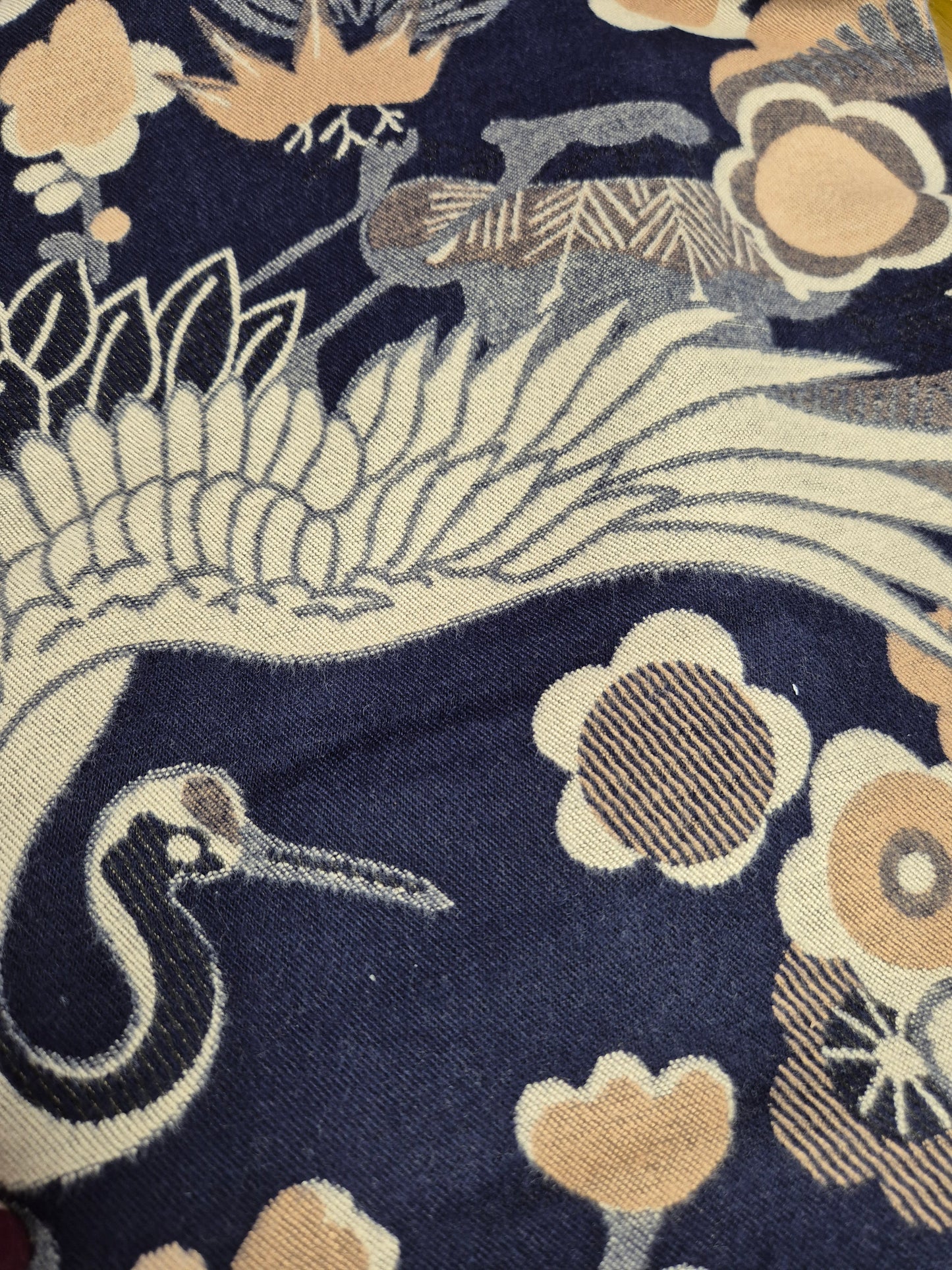 Navy and cream pattern scarf