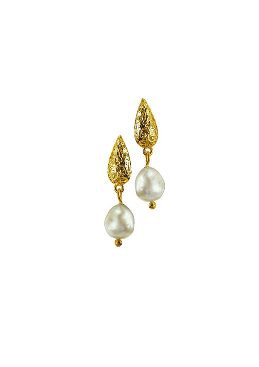 Eastern Pearl Dance Earring - Matte Gold / Faux Pearl