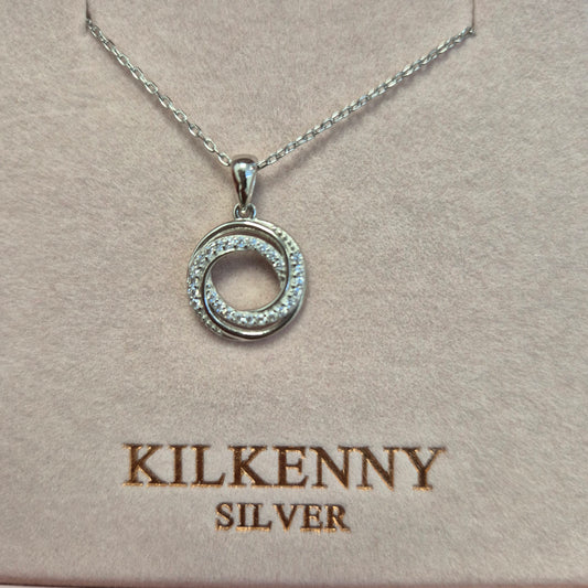 Twist Silver Zirconia Necklace - L3274
