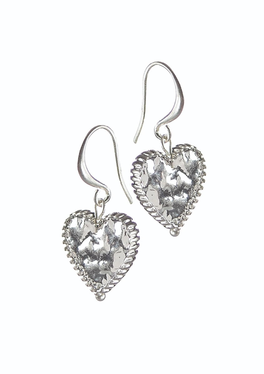 Cookie Heart Drops - Worn Silver