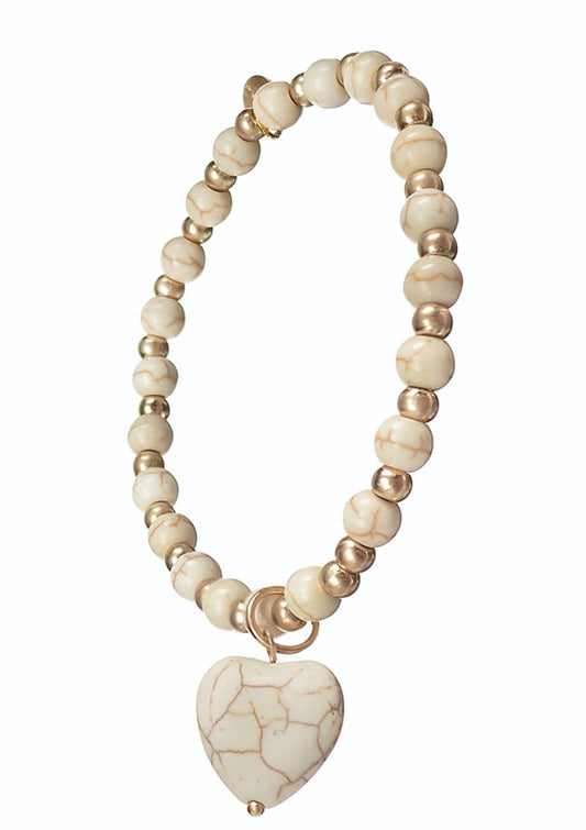 This Stone Heart ' O' Mine - Gold/White Howlite bracelet