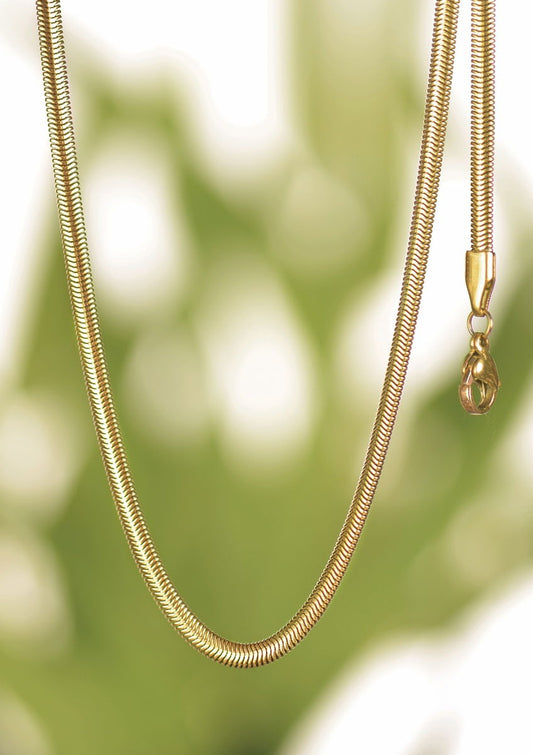 Snake Chain - Stainless Steel W/18k Gold necklace