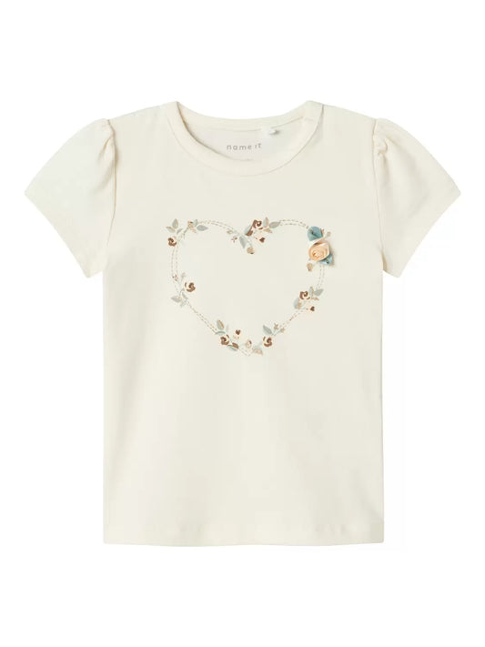 ORGANIC COTTON TOP - Heart rose