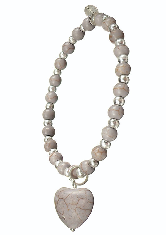 This Stone Heart ' O' Mine - Silver/Grey Howlite bracelet