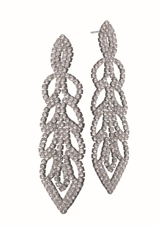 Glamorous Gal Leaf Drop Earrings - Silver